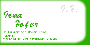 irma hofer business card